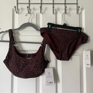 Athleta Women’s Swim Bondi Bra Cup Bikini Top 34 B/C, Bikini Bottom Small Brown